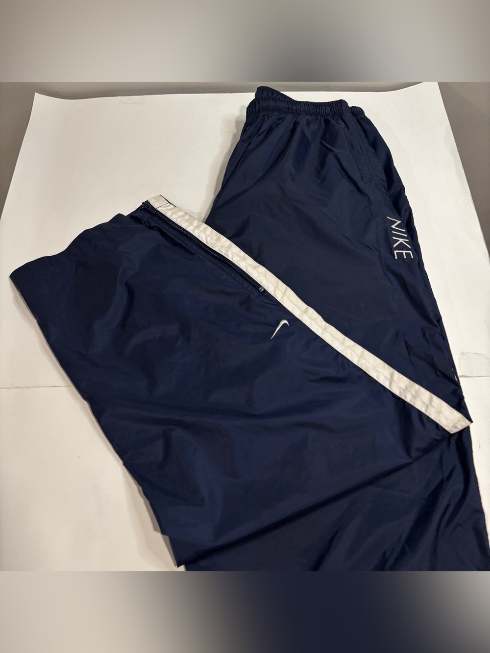 Nike VTG 90s Windbreaker Track Pants Ankle Zip Blue 1990s XXL